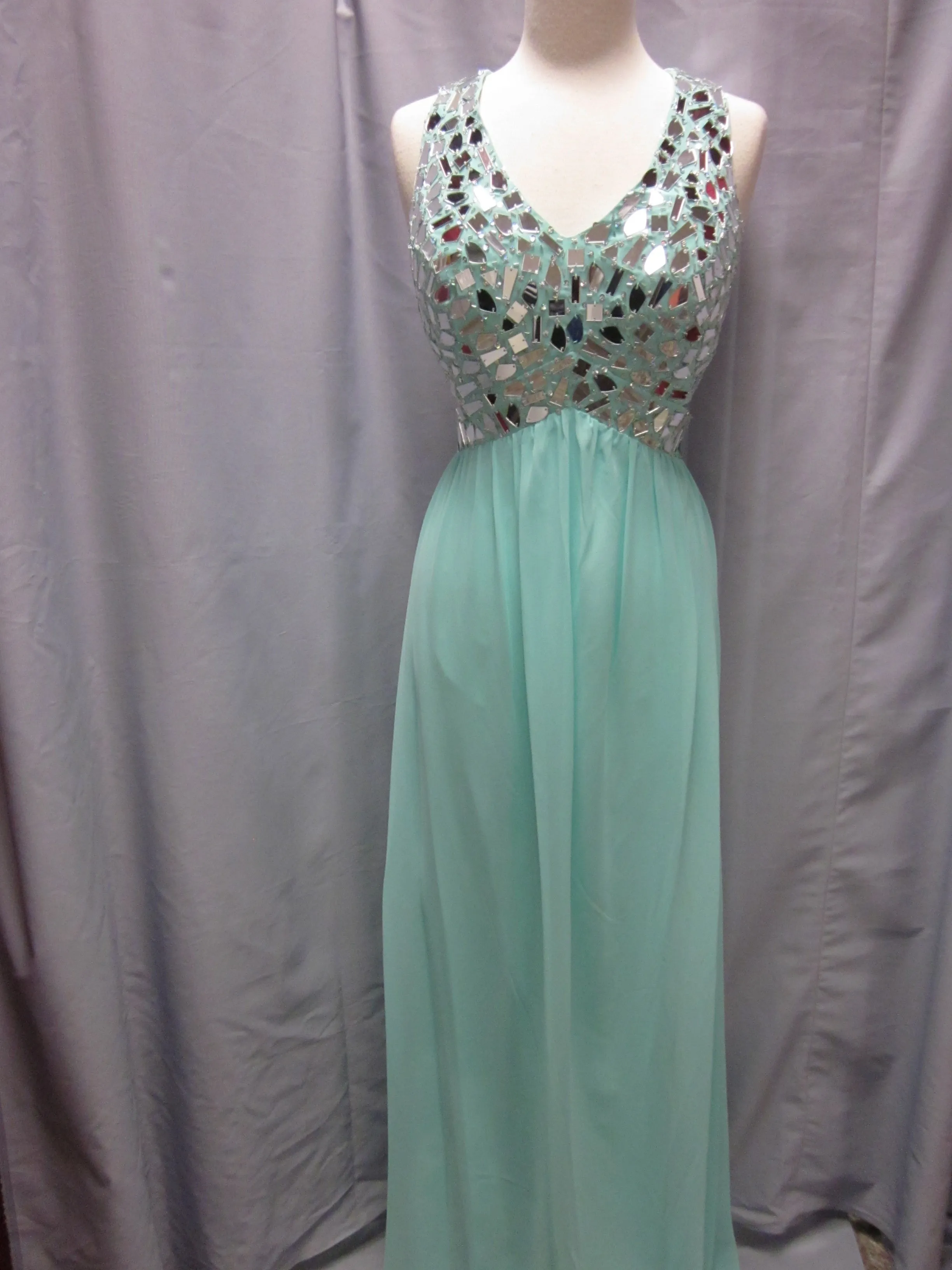 SALE Beaded Open Back Long Chiffon Gown Size 2XL Style 2719