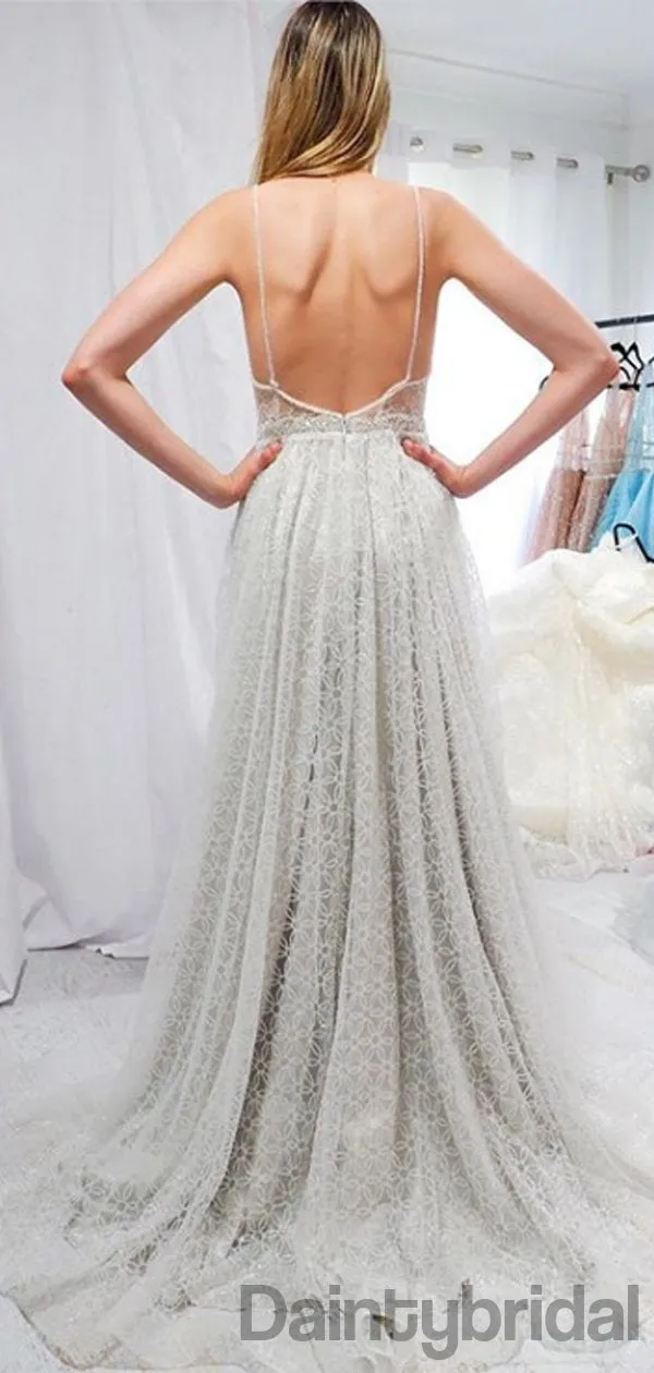 Sexy Deep V-neck Open Back Prom Dresses Evening Dresses.DB10289