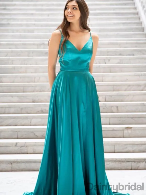 Sexy V-neck  A-line Side Slit Floor Length Long Prom Dresses Evening Dresses.DB10293