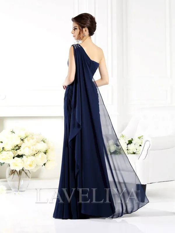 Sheath One-Shoulder Ruffles Floor-Length Chiffon Mother of the Bride Dress  #XM230043