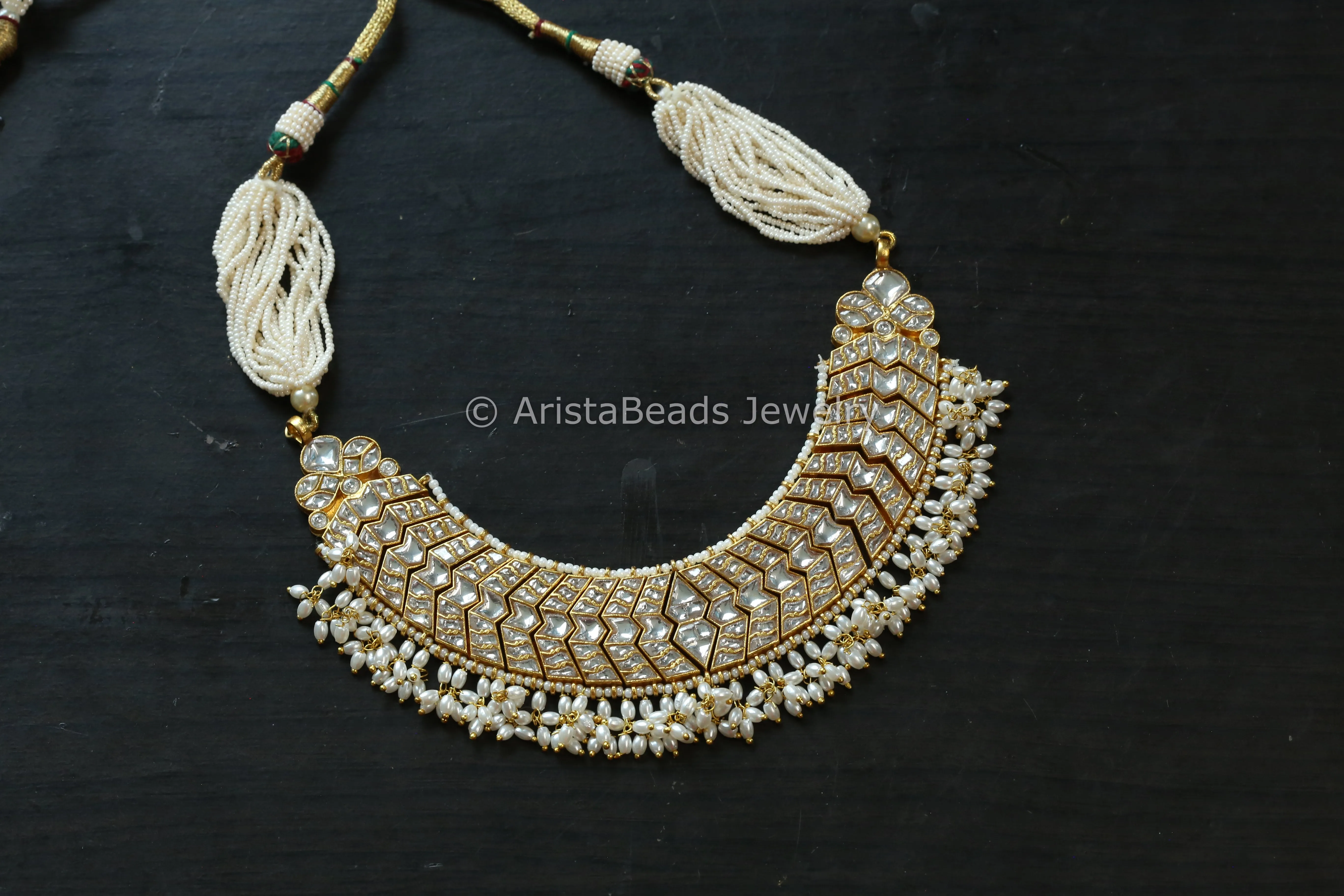 Short Jadau Kundan Necklace - Clear