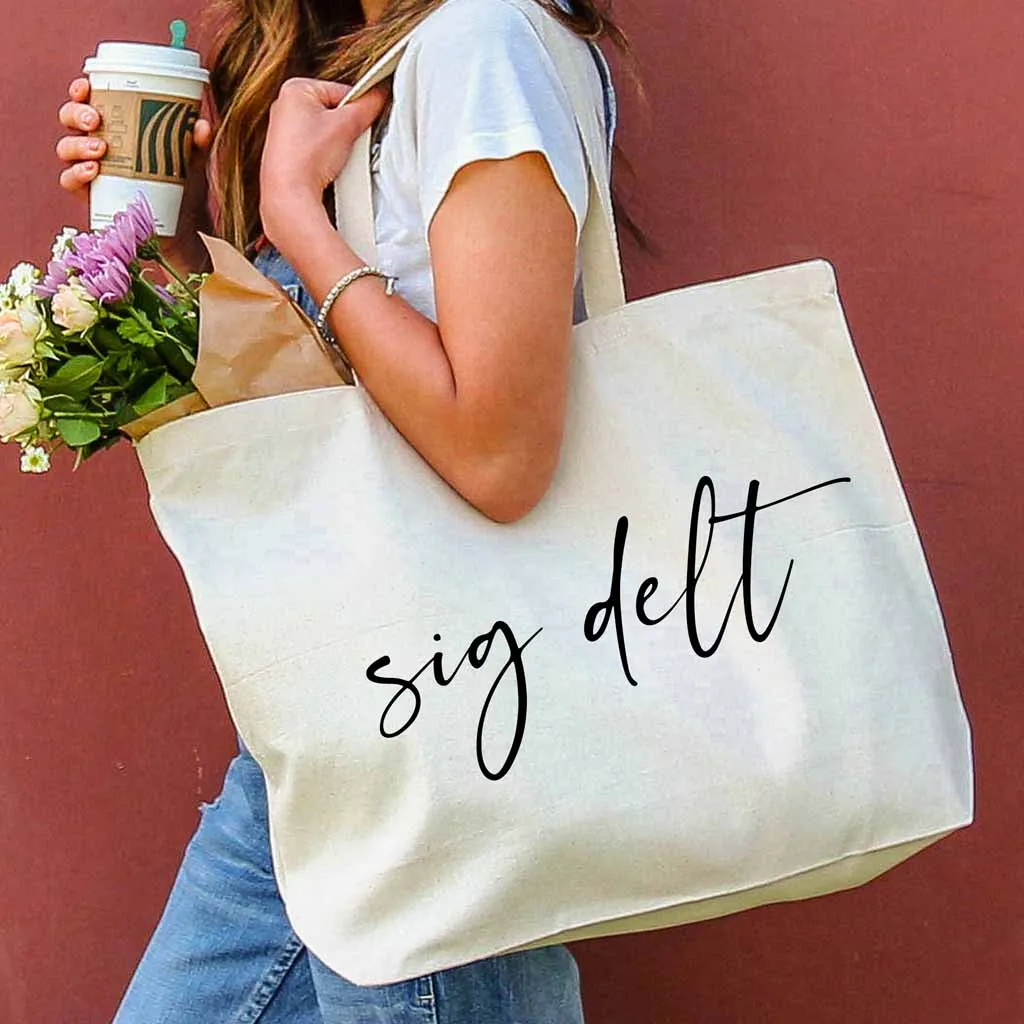 Sigma Delta Tau Script Writing Nickname Canvas Tote Bag