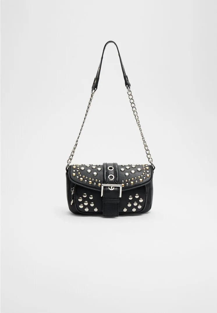 Stradivarius Studded crossbody bag  Black OS