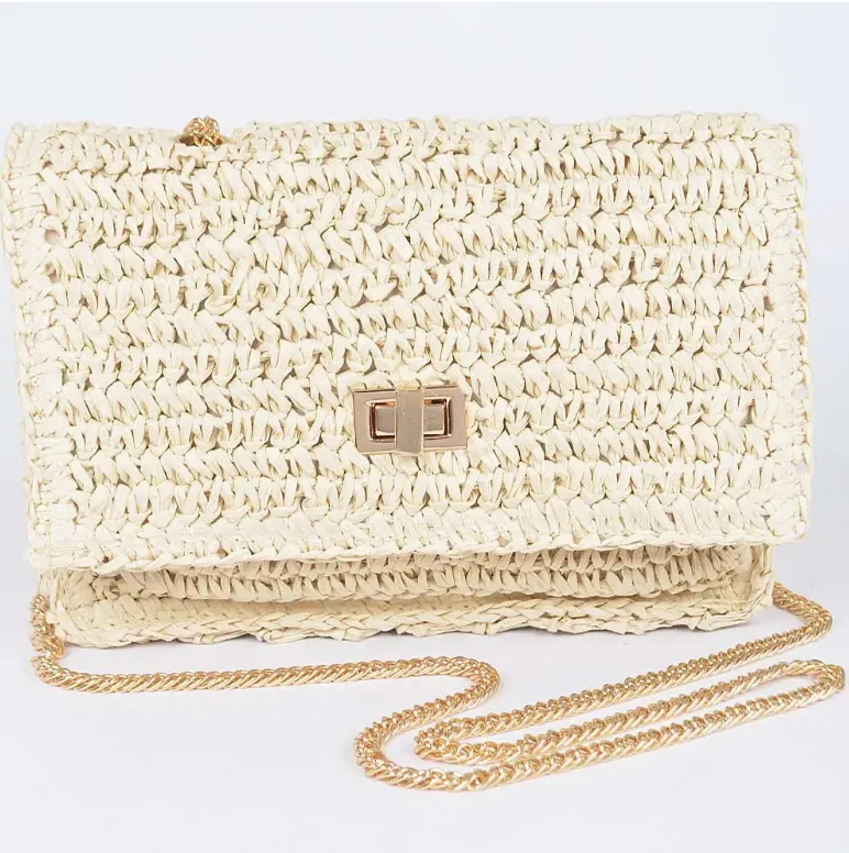 Straw Shoulder Crossbody Clutch