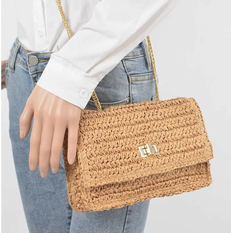 Straw Shoulder Crossbody Clutch