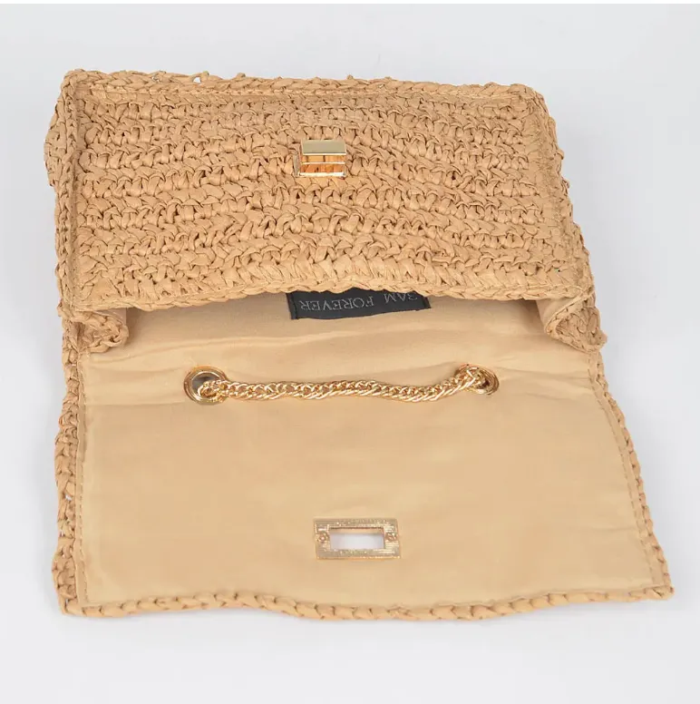 Straw Shoulder Crossbody Clutch