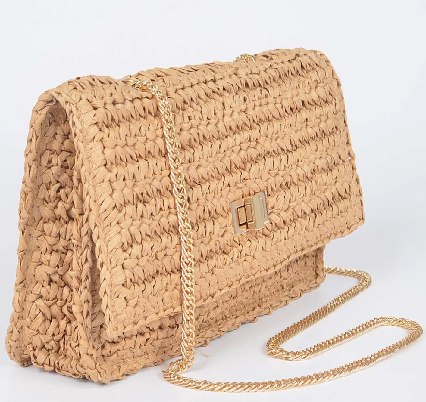 Straw Shoulder Crossbody Clutch