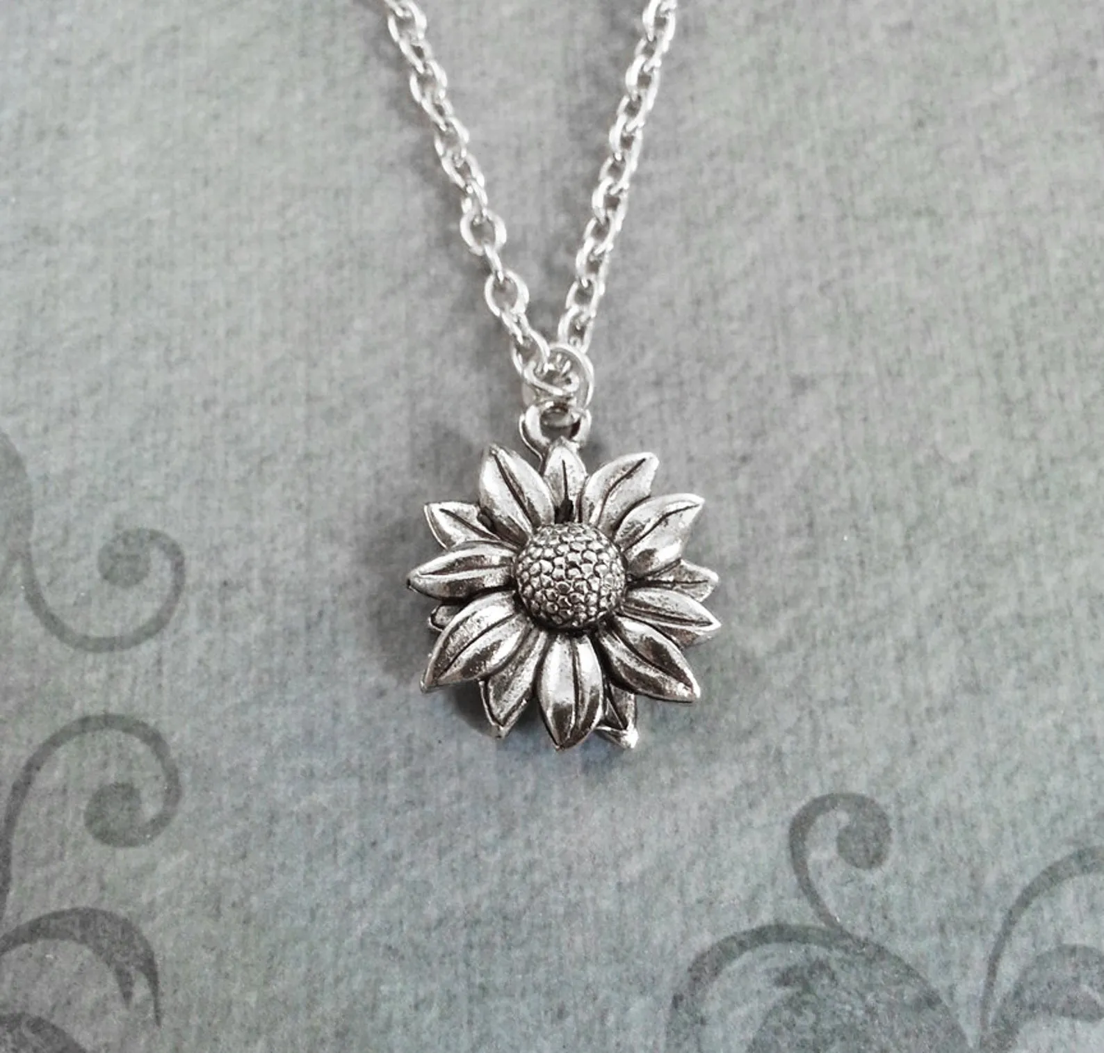 Sunflower Little Girl Necklace, Flower  Girl Necklace