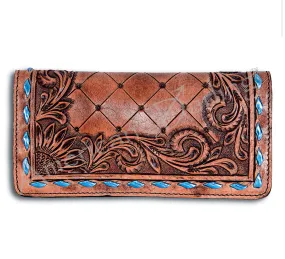 Sunflower Stitched Leather Wallet