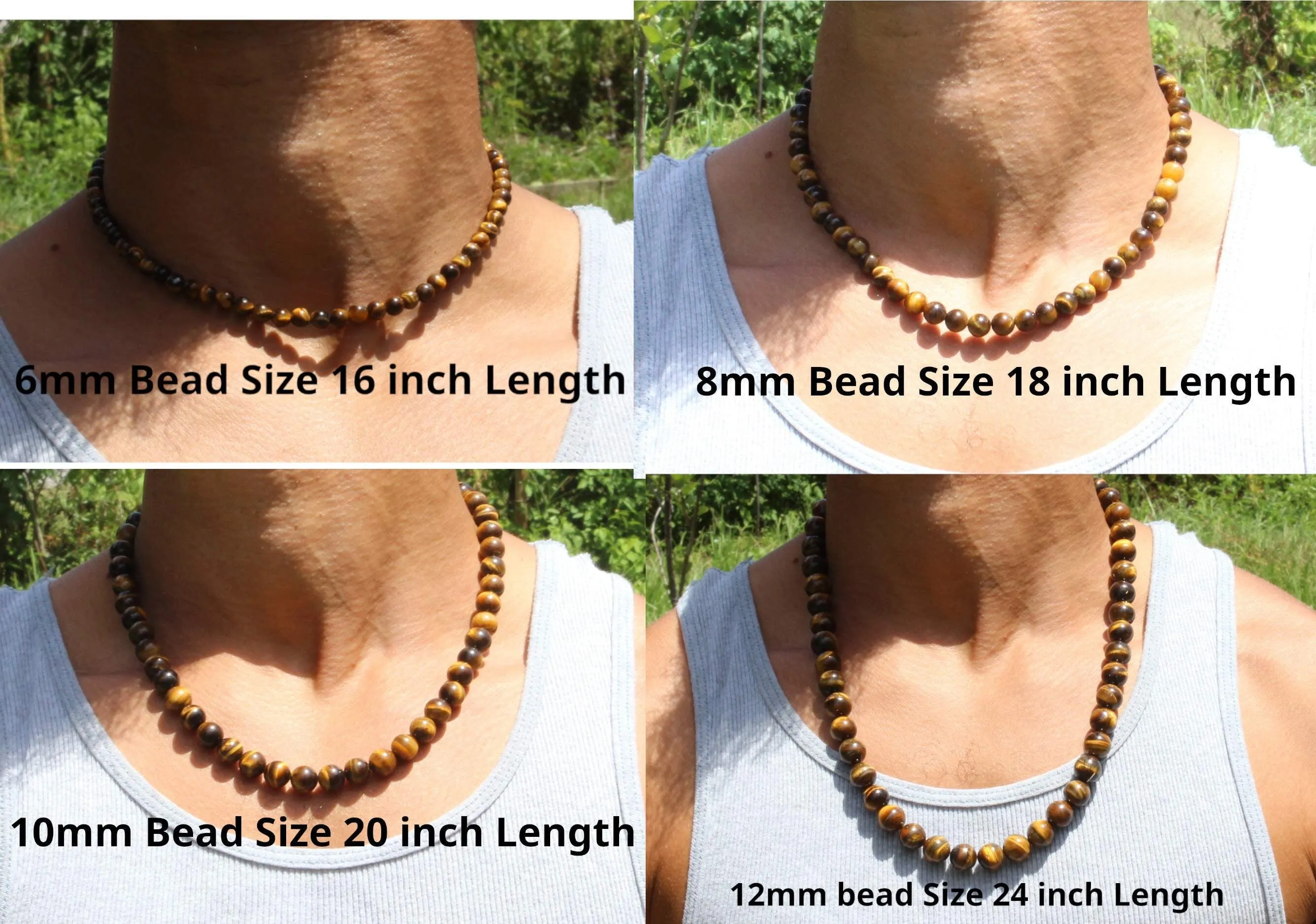 Tiger Eye Necklace - Mens Necklace - Beaded Necklace - Tribal Necklace - Good Luck - Confidence