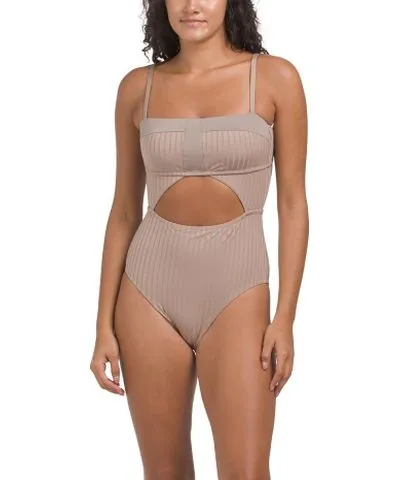 Tj Maxx Refresh Ribbed Splice Banded Mio One-Piece Swimsuit For Women