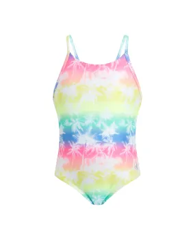 Toddler Girls' Rainbow Palm-Print One-Piece Swimsuit - Multi