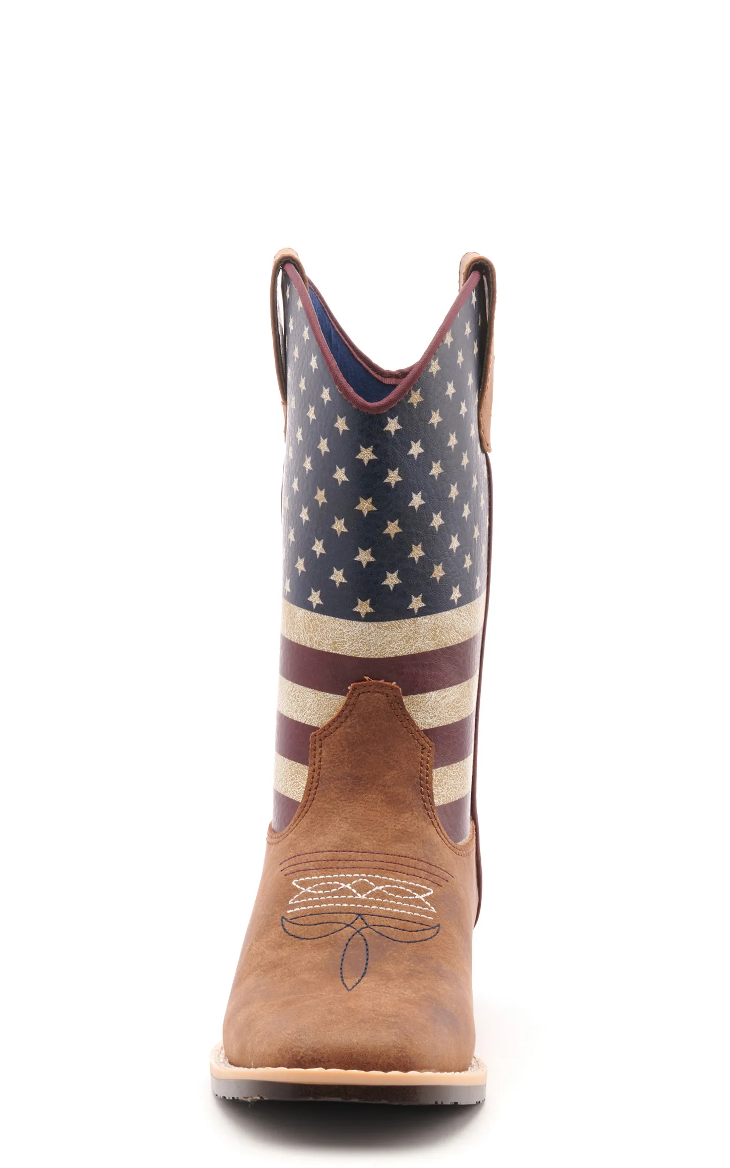 Twister Kids Brown and USA Flag Cowboy Square Toe Boots