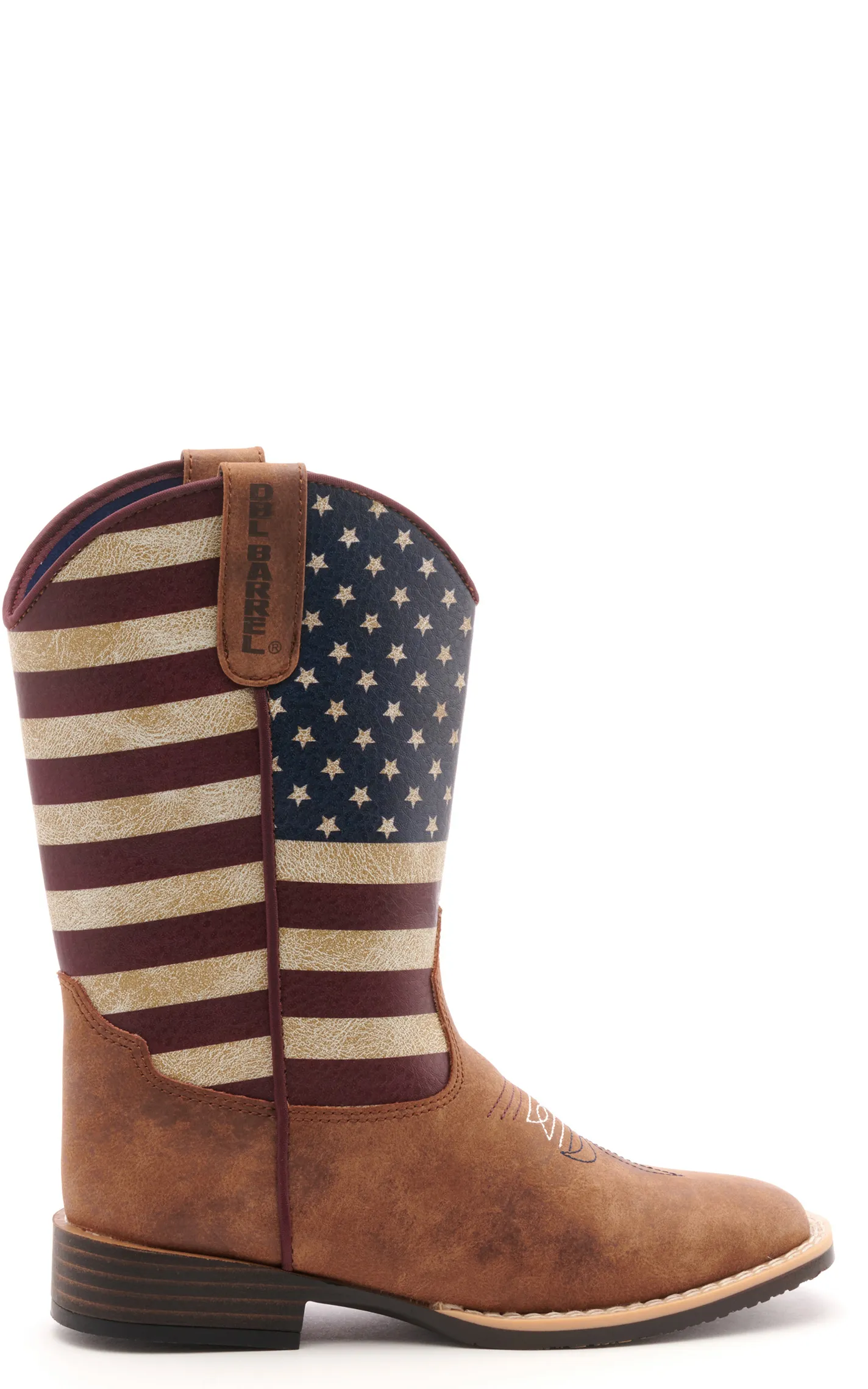 Twister Kids Brown and USA Flag Cowboy Square Toe Boots