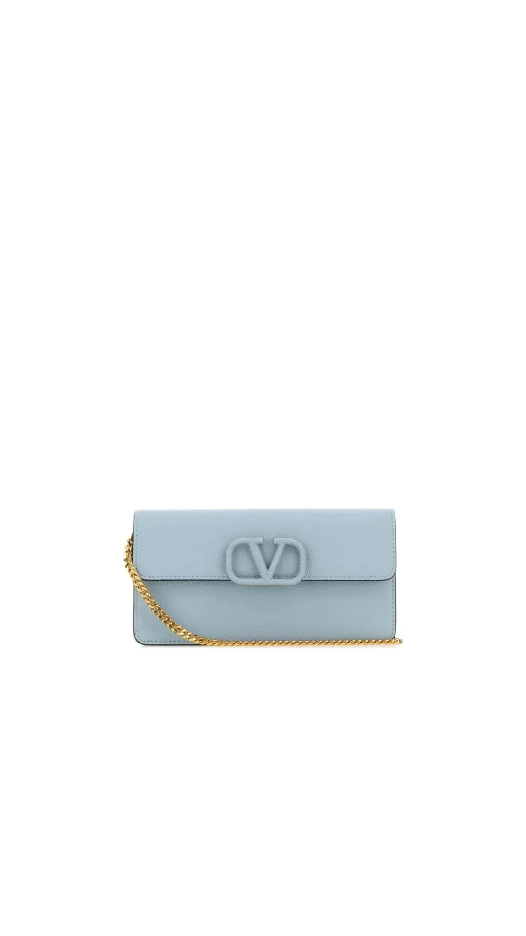 Vlogo Signature Grainy Calfskin Wallet with Chain - Blue