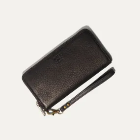   Will Leather Goods Classic Zip Around Clutch in Black   