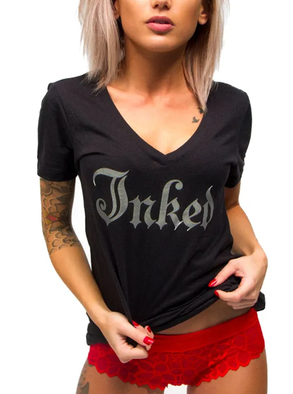 Women's Inked Logo V-Neck Tee